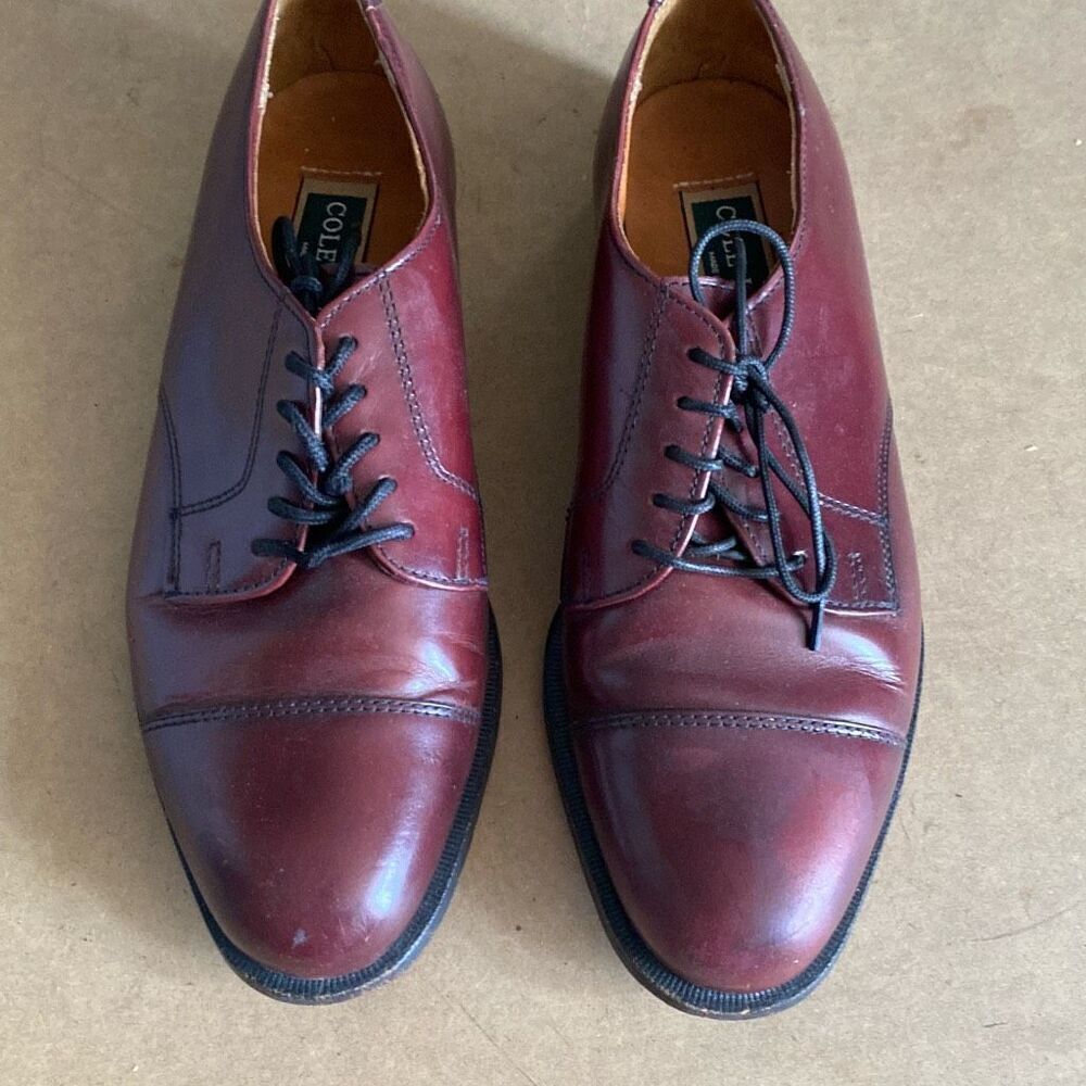 Vintage Cole Haan Oxford Dress Shoes Leather Burgundy Red Men's Size 7.5D